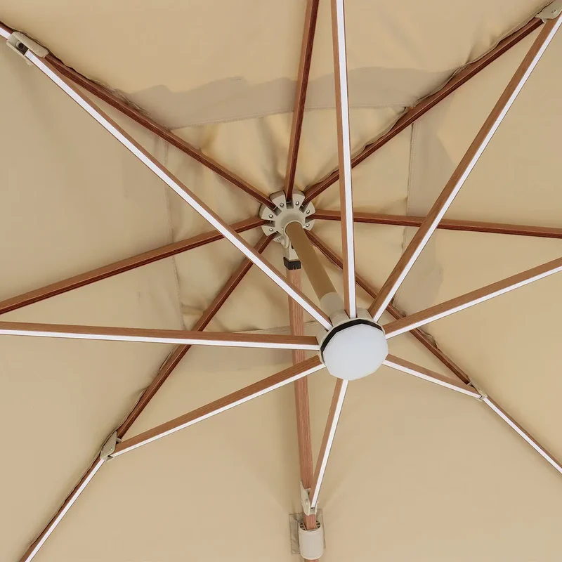 Luxury 3m x 3m Cantilever Garden Parasol | LED Lights, 360° Rotation & Granite Base | Premium Outdoor Shade for Patio & Garden