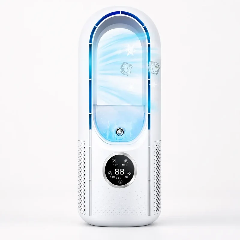 Portable Air Conditioner | Bladeless Tower Fan with Sleep Mode & 24-Hour Timer | Quiet Cooling Fan for Bedroom & Office