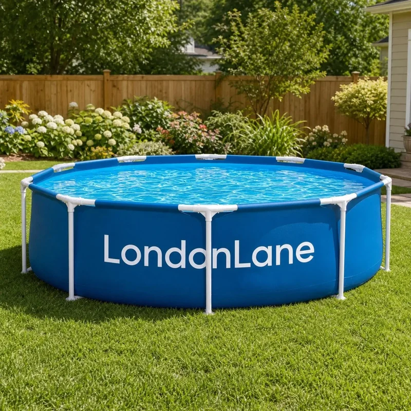 8ft Frame Pool with Filter Pump | Above Ground Family Swimming Pool | 244cm Steel Frame Garden Pool