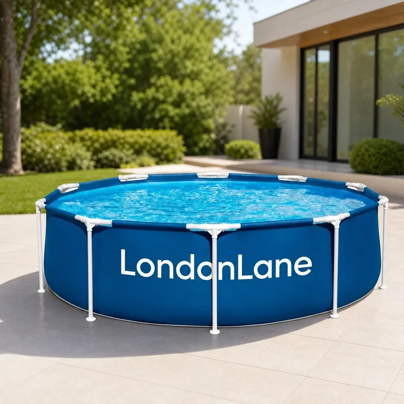 8ft Frame Pool with Filter Pump | Above Ground Family Swimming Pool | 244cm Steel Frame Garden Pool
