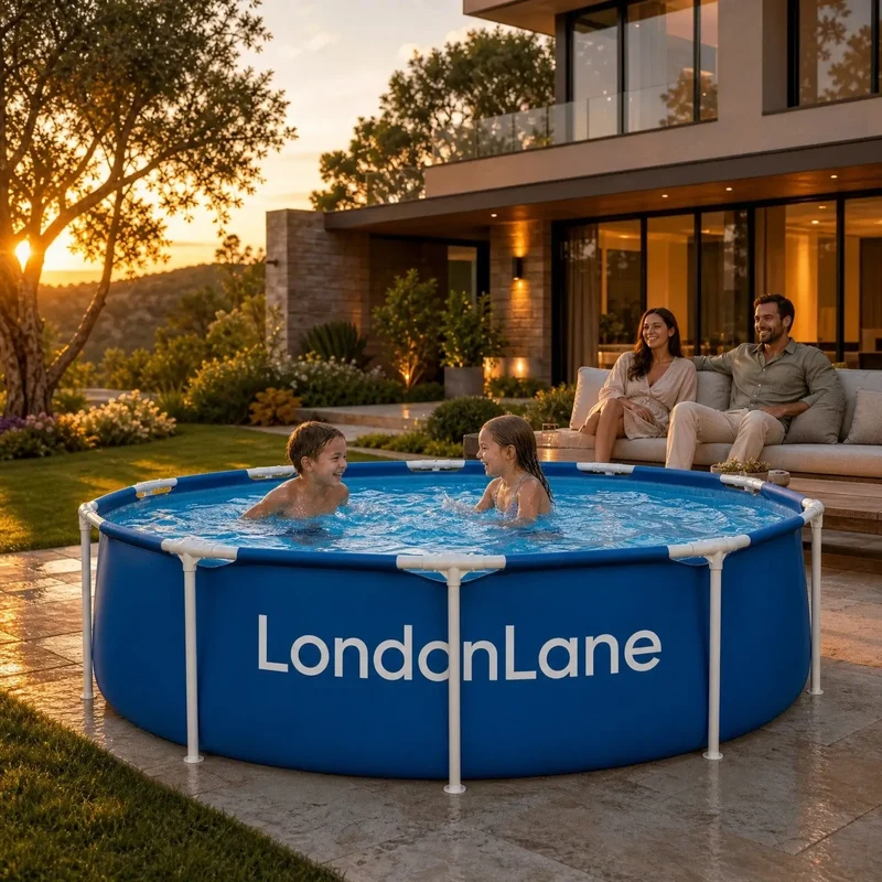 8ft Frame Pool with Filter Pump | Above Ground Family Swimming Pool | 244cm Steel Frame Garden Pool