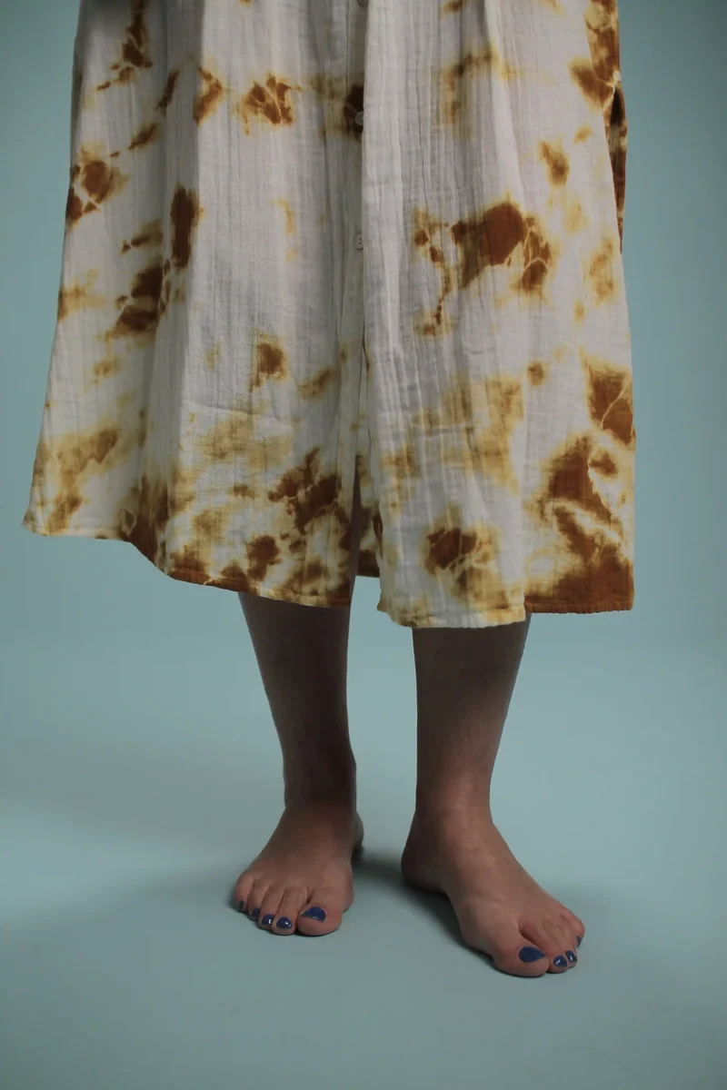Robe Chennai blanc moutarde