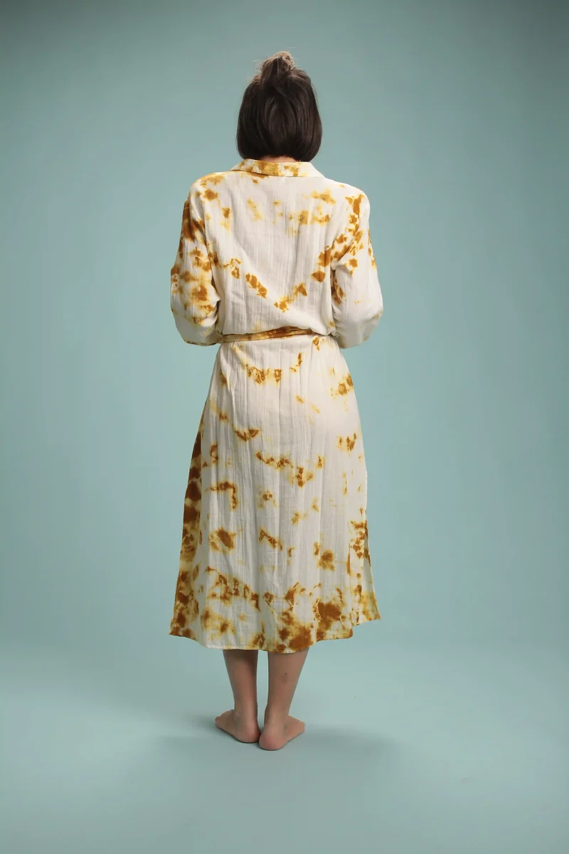 Robe Chennai blanc moutarde
