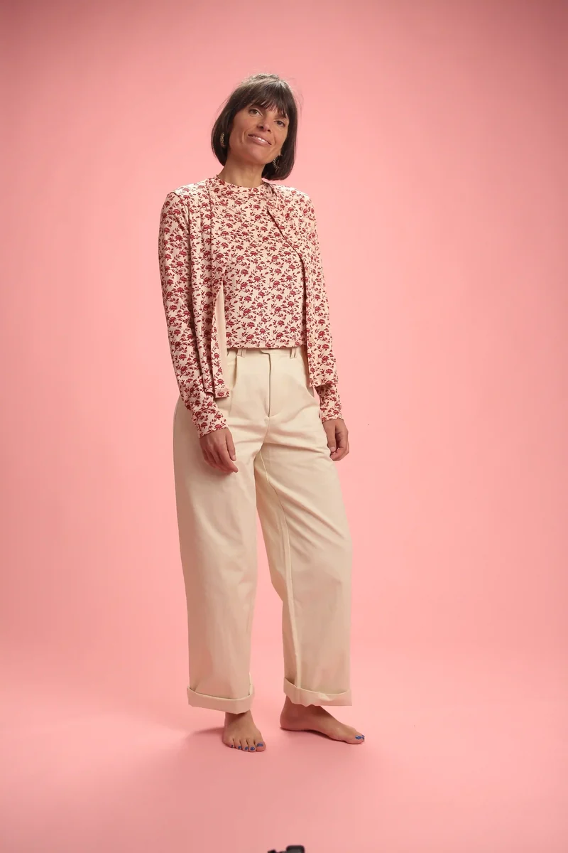 Chemise Regina beige/rouge