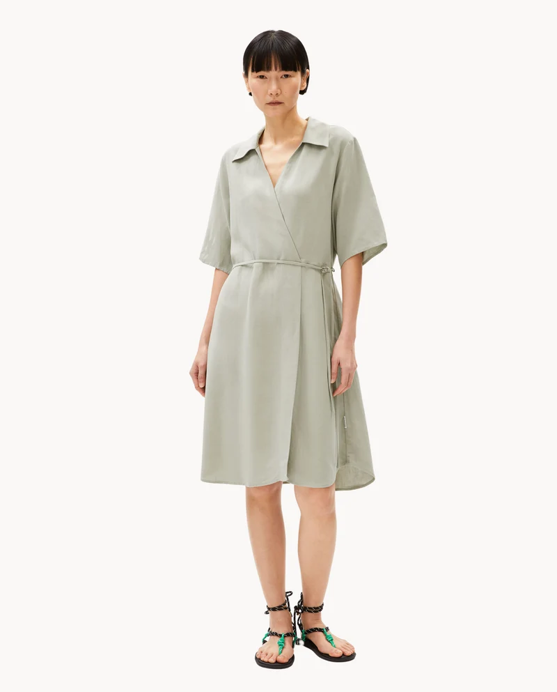 Robe portefeuille en lin mélangé