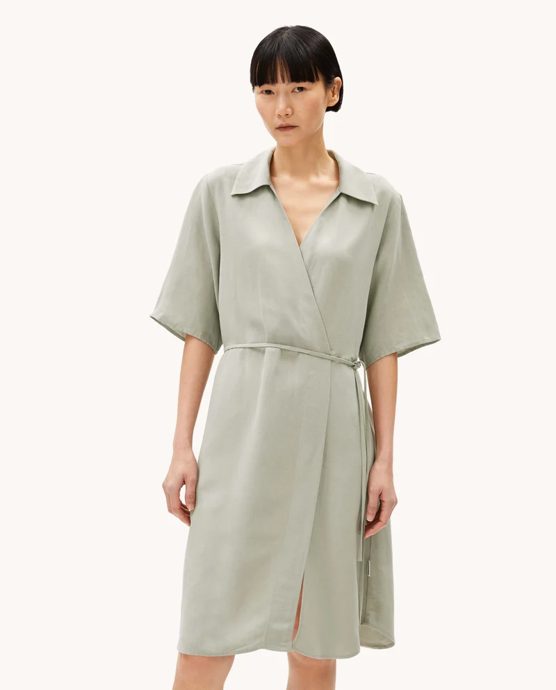 Robe portefeuille en lin mélangé