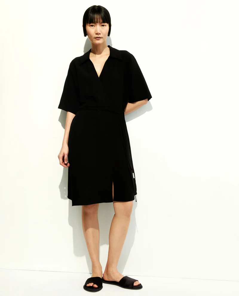 Robe portefeuille en lin et viscose