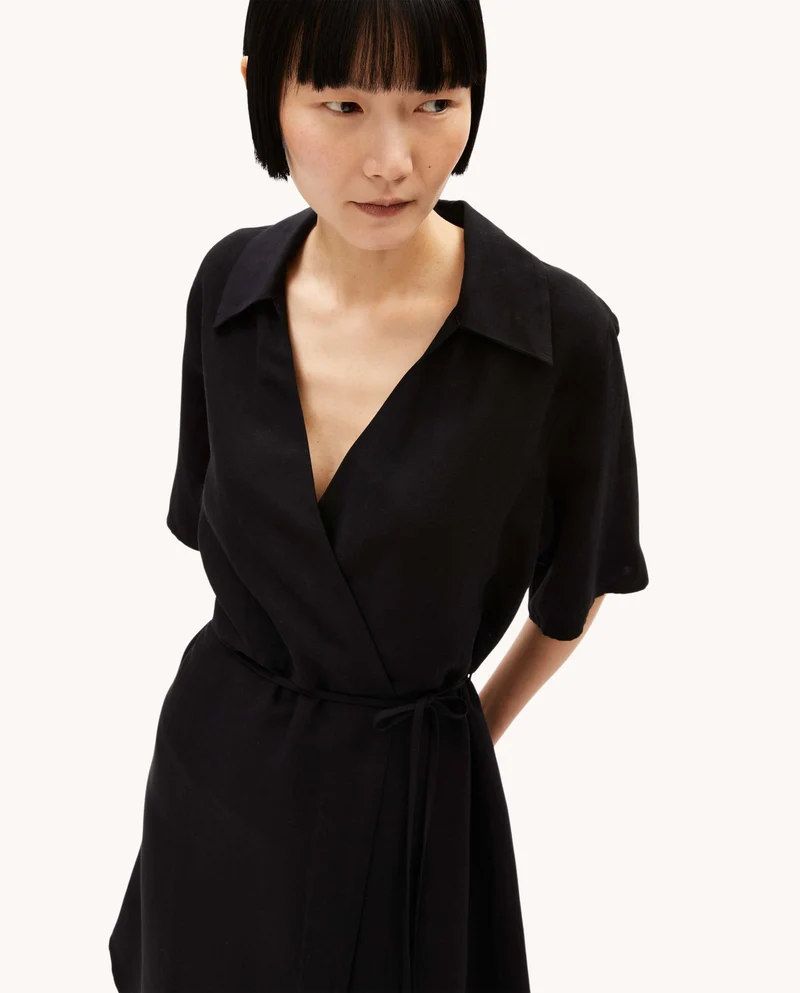Robe portefeuille en lin et viscose