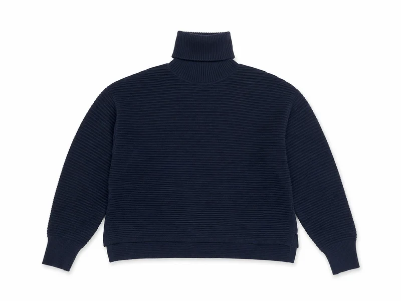 T-NECK HIGH LOW SWEATER W/ SIDE SLITS