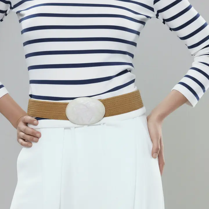 Raffia Stretch Belt with Crackle Quartz Buckle