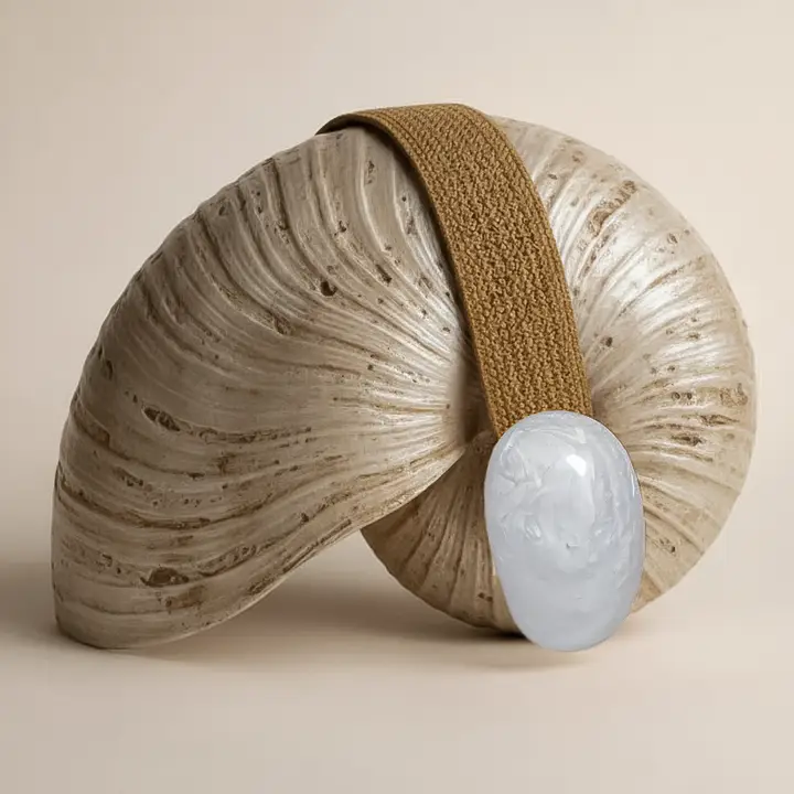 Raffia Stretch Belt with Crackle Quartz Buckle