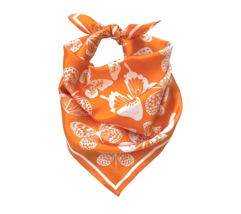 BUTTERFLY SILK SCARF - TN ORANGE