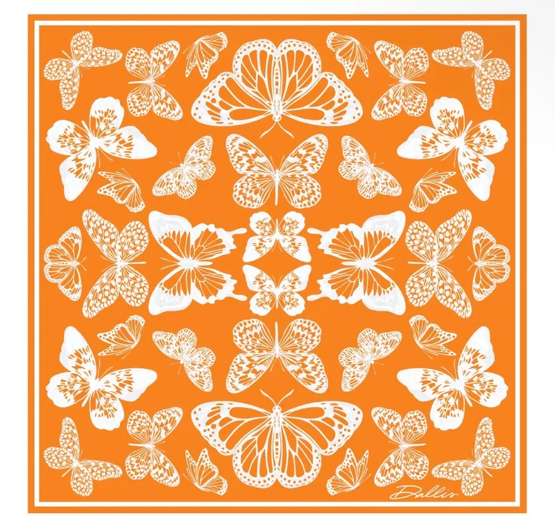 BUTTERFLY SILK SCARF - TN ORANGE