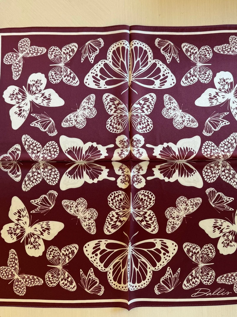 BUTTERFLY SILK SCARF - MAROON/WHITE (LM-0094)