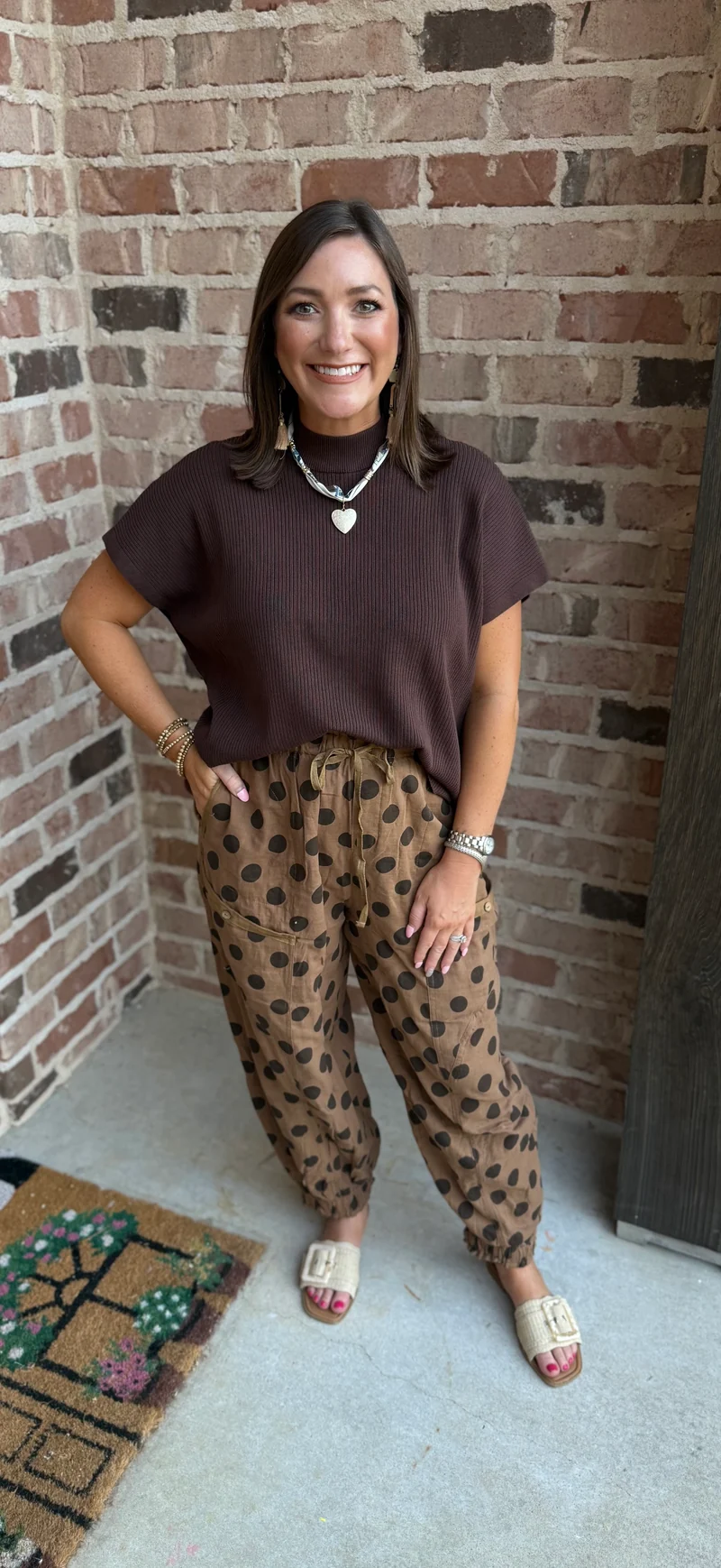 POLKA DOT PARACHUTE PANT - BROWN MIX (LM-0090)