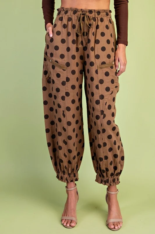 POLKA DOT PARACHUTE PANT - BROWN MIX (LM-0090)