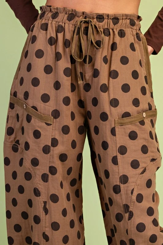 POLKA DOT PARACHUTE PANT - BROWN MIX (LM-0090)