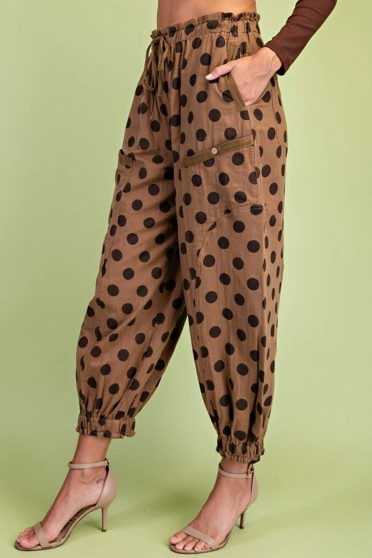 POLKA DOT PARACHUTE PANT - BROWN MIX (LM-0090)