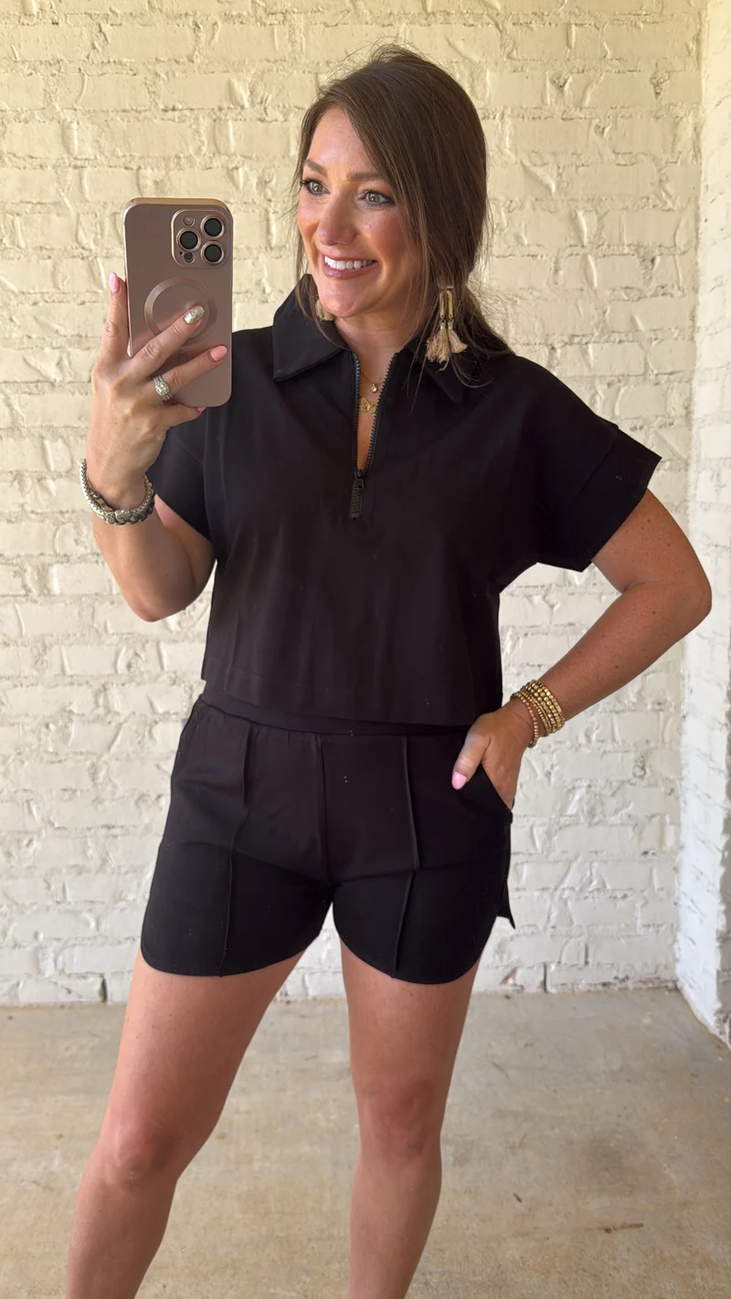 TRACK PULLOVER & SHORT SET: BLACK (LM-0018)
