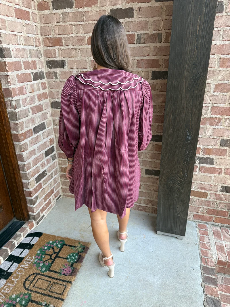 BURGUNDY BOW TIE DRESS (LM-0063)