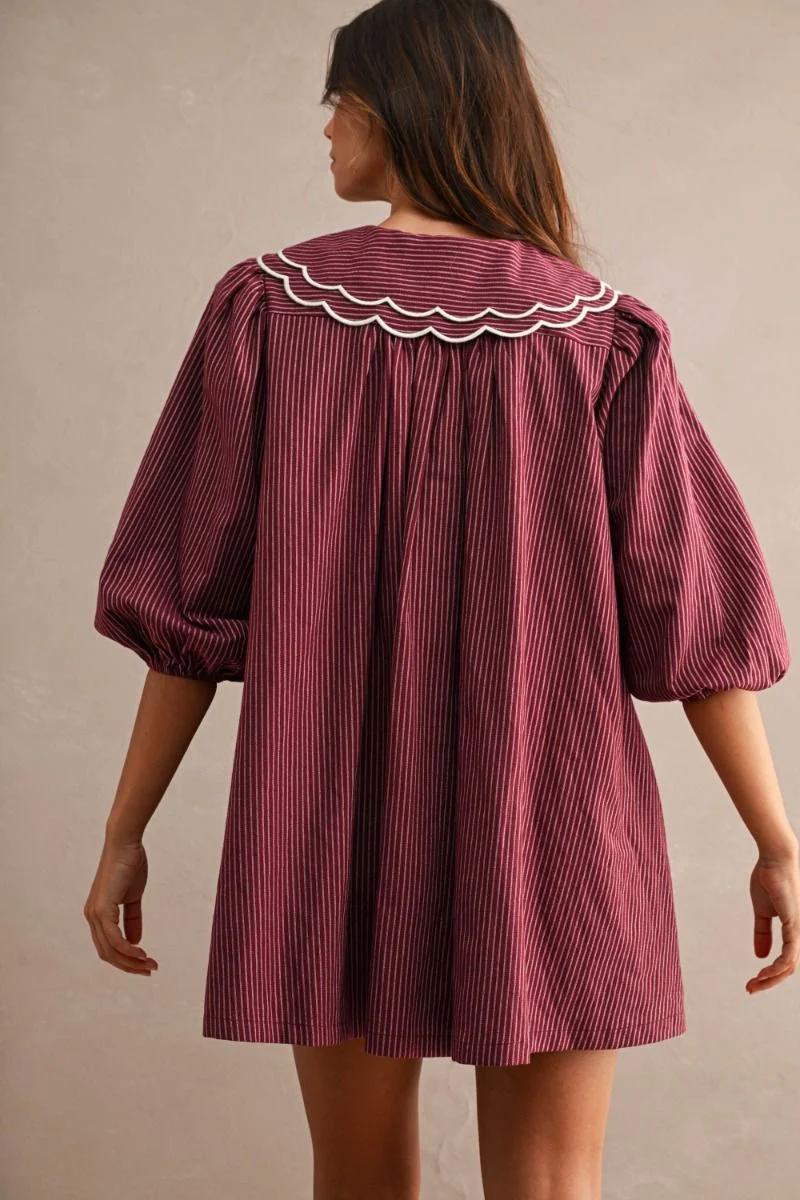 BURGUNDY BOW TIE DRESS (LM-0063)