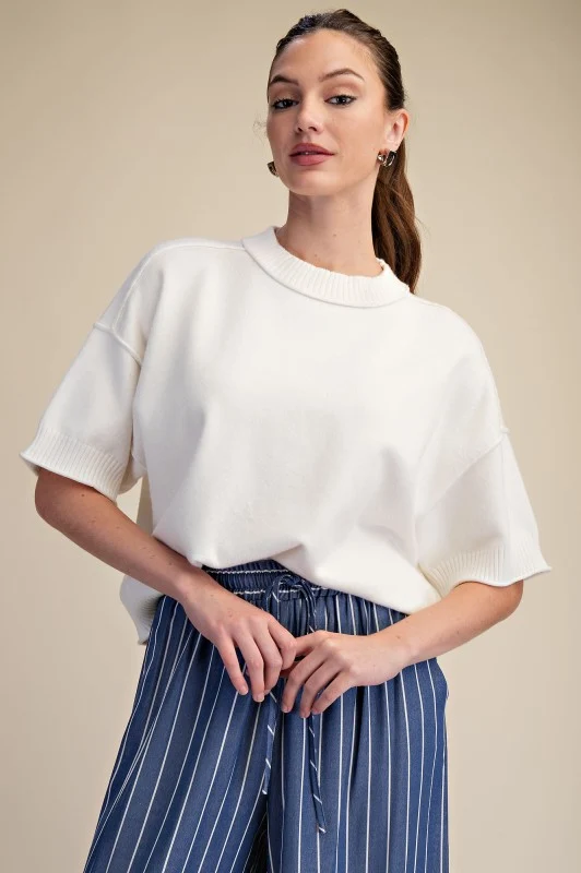 KNIT SWEATER TOP - CREAM (LM-0060)