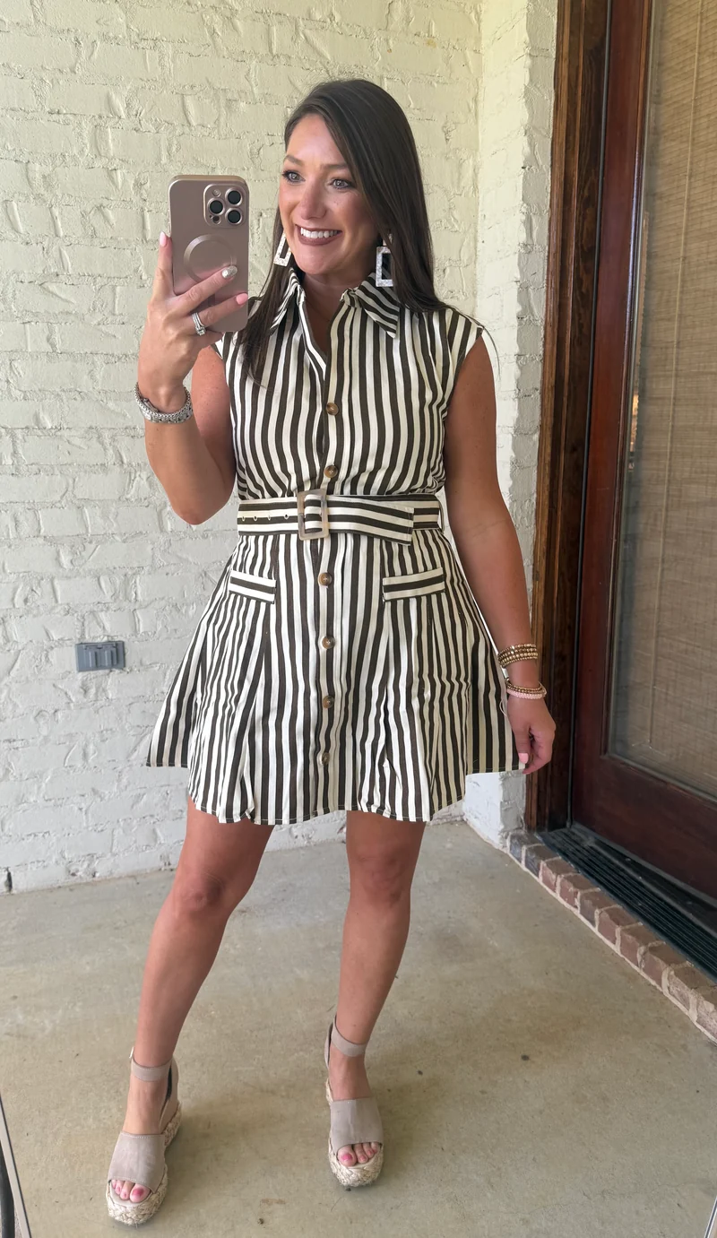MIA STRIPED BELTED MINI (LM-0078)