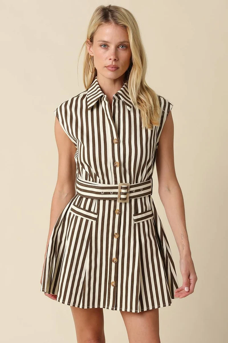 MIA STRIPED BELTED MINI (LM-0078)