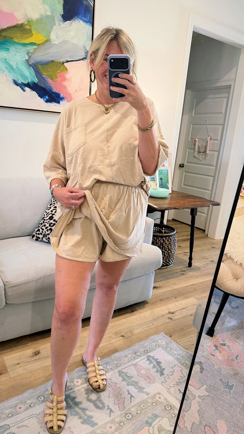 JERSEY KNIT SKORT SET IN BEIGE (LM-0077)