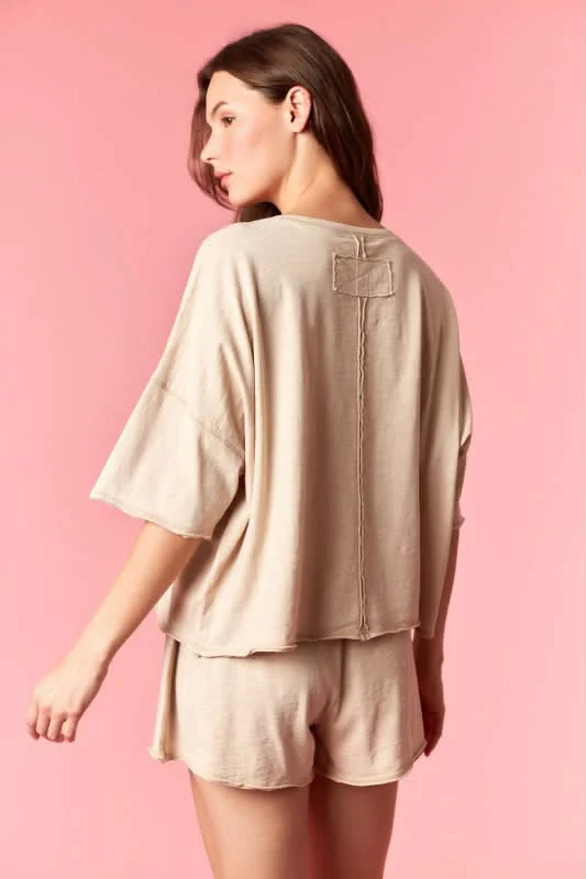 JERSEY KNIT SKORT SET IN BEIGE (LM-0077)