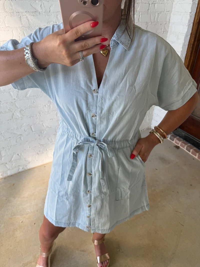 CHAMBRAY COLLARED LT DENIM MINI (LM-0072)