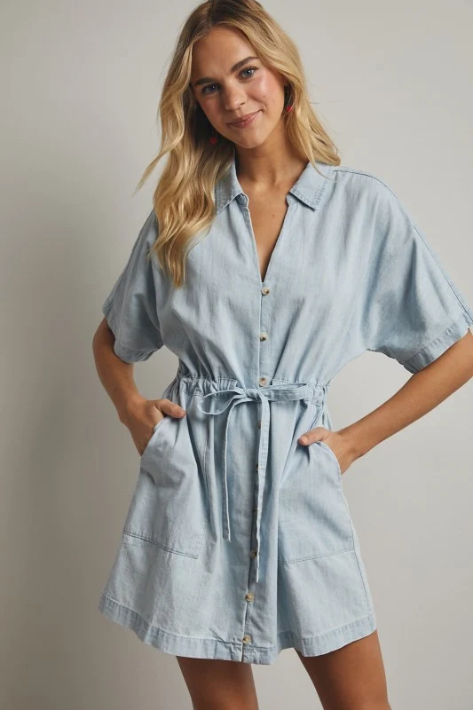 CHAMBRAY COLLARED LT DENIM MINI (LM-0072)
