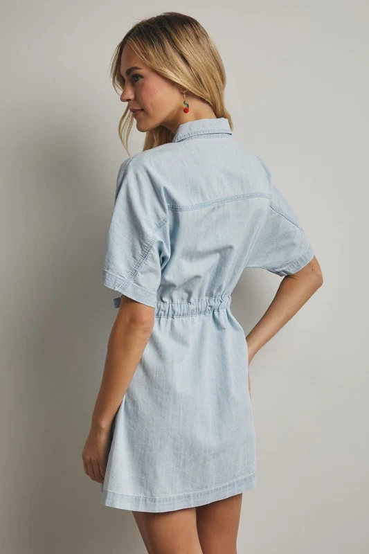 CHAMBRAY COLLARED LT DENIM MINI (LM-0072)