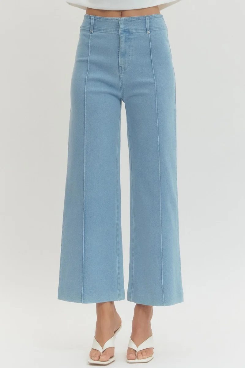 LIGHT WASH SEAMED CROP PANT (LM-0083)