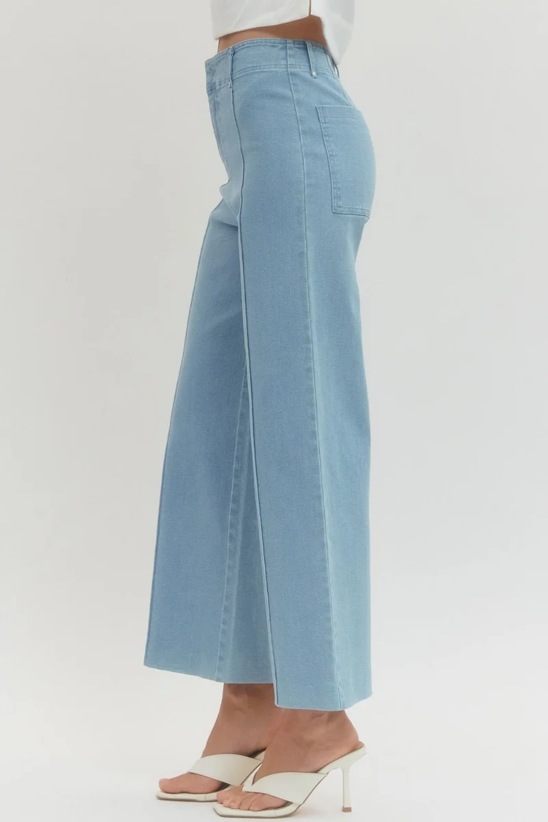 LIGHT WASH SEAMED CROP PANT (LM-0083)