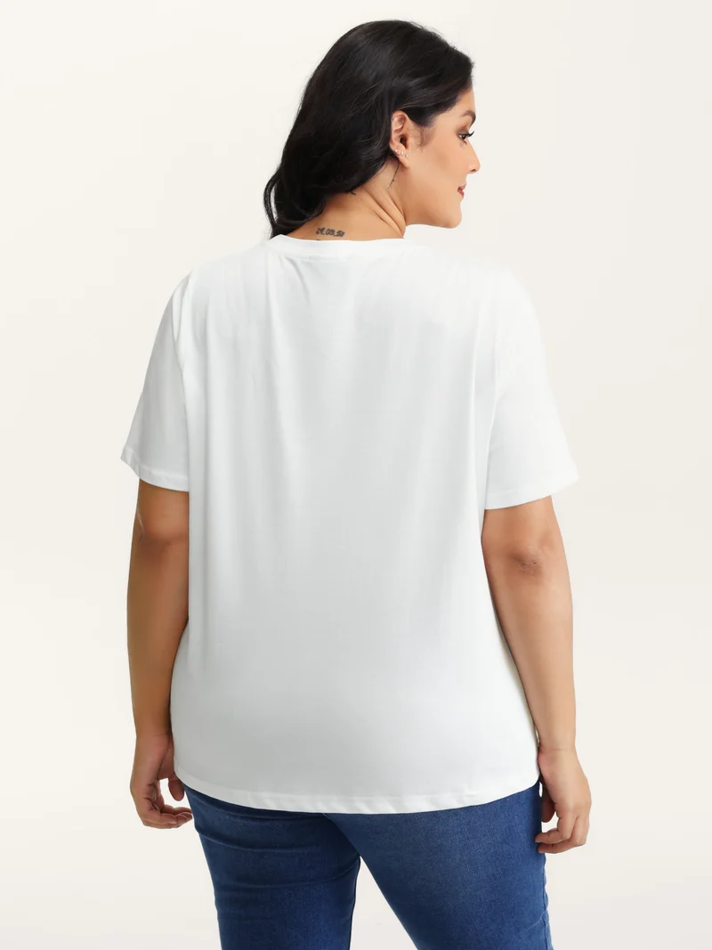 Stretchy Solid Crew Neck T-Shirt