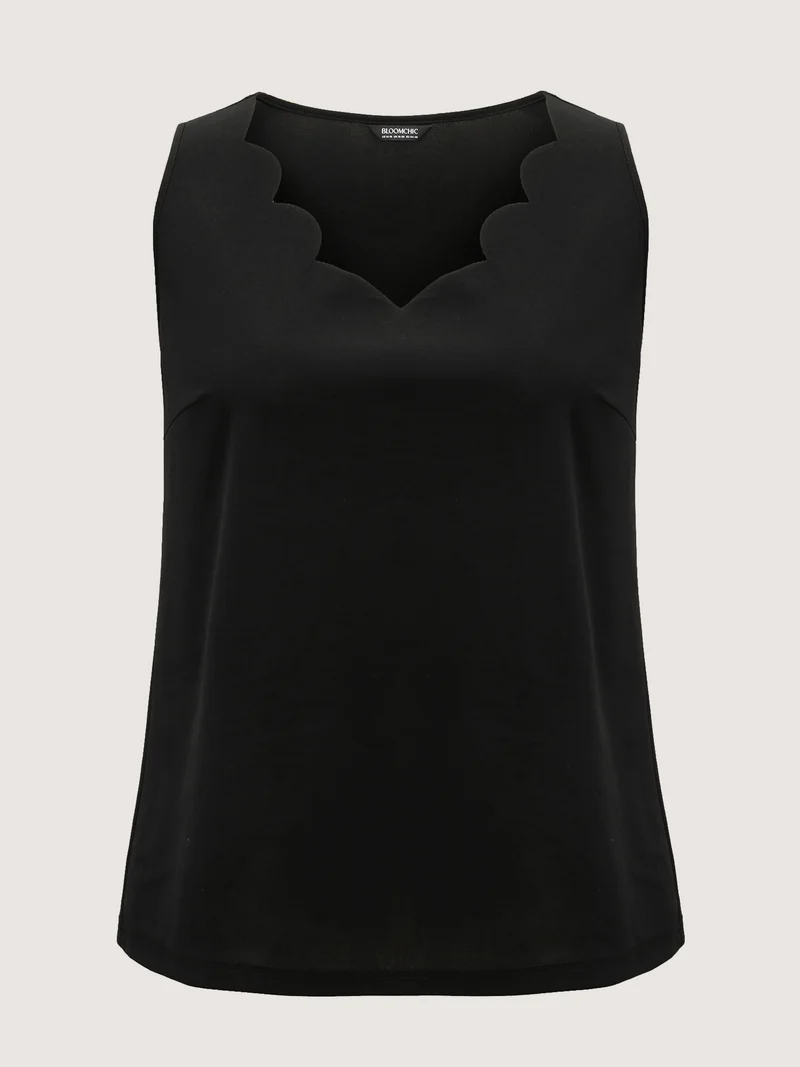 Solid V Neck Laser Cut Tank Top