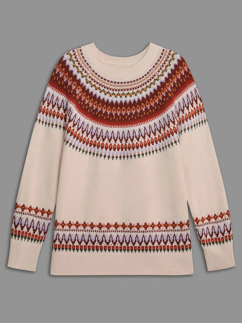 Round Neck Bandana Color Contrast Pullover