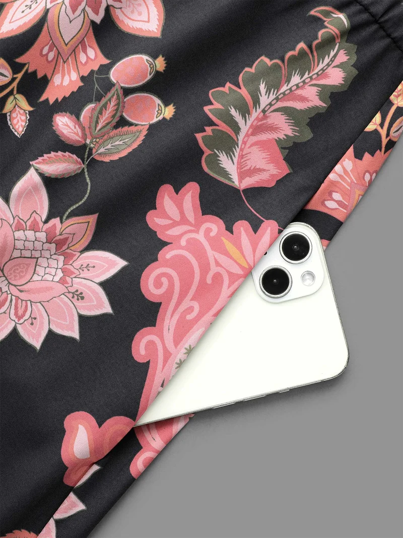 Floral Boho Print Neck Cut-Out Dress