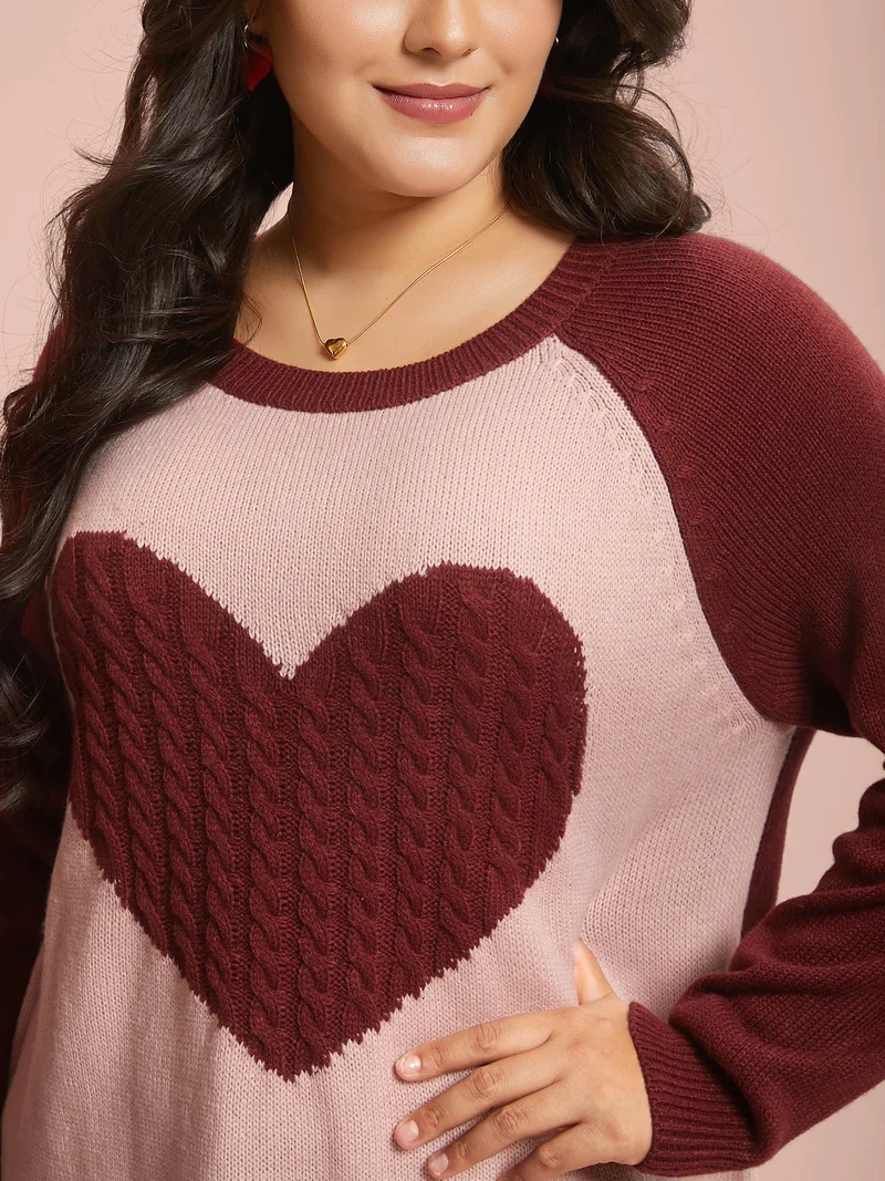 Timeless Romance Cable Knit Raglan Sleeve Pullover