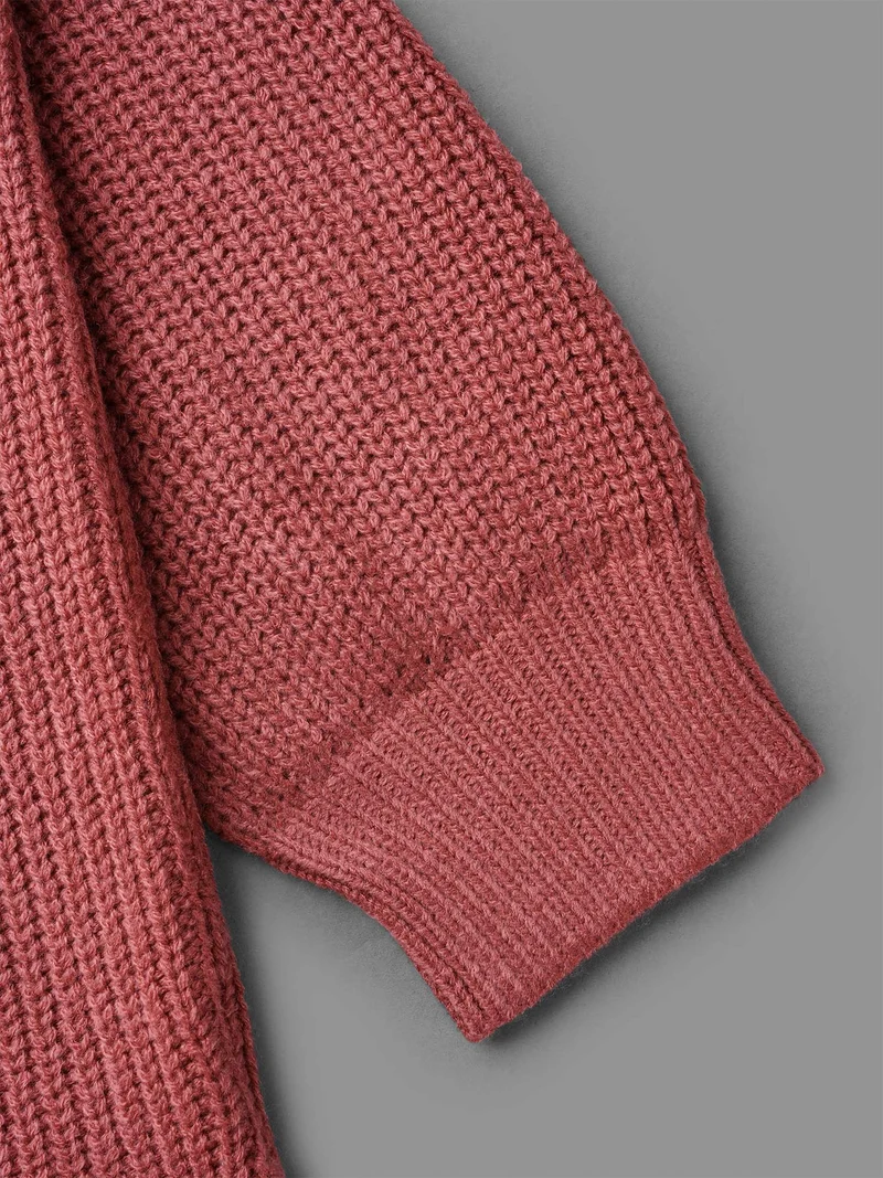 Open Wrap Back Textured Tied Pullover