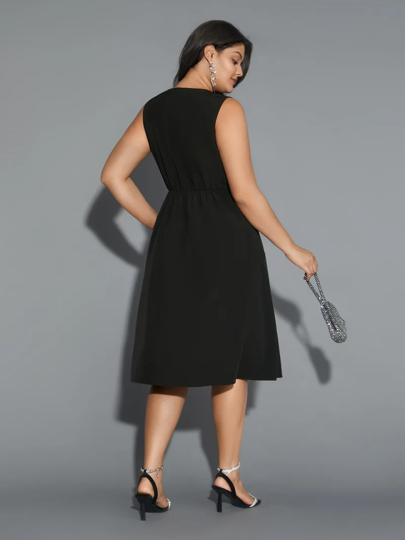 Vest-Style Sequin Patchwork Elastic Waist Dress