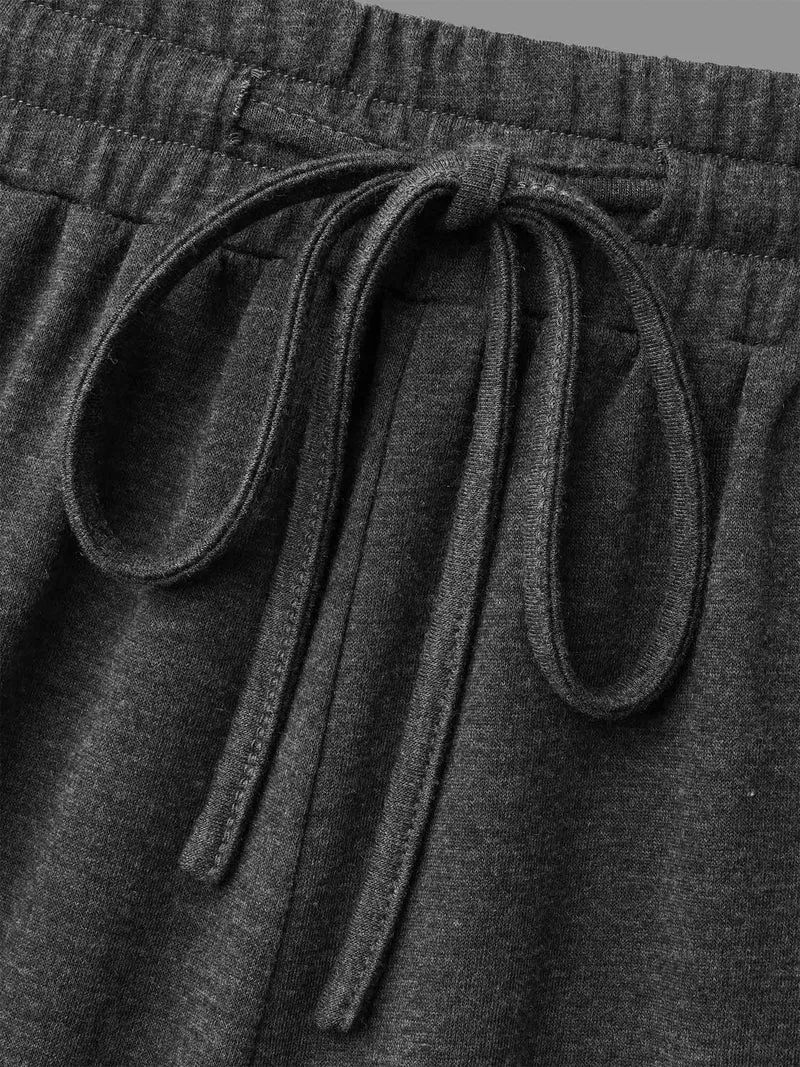 Plain Drawstring Elastic Waist Bootcut Pants