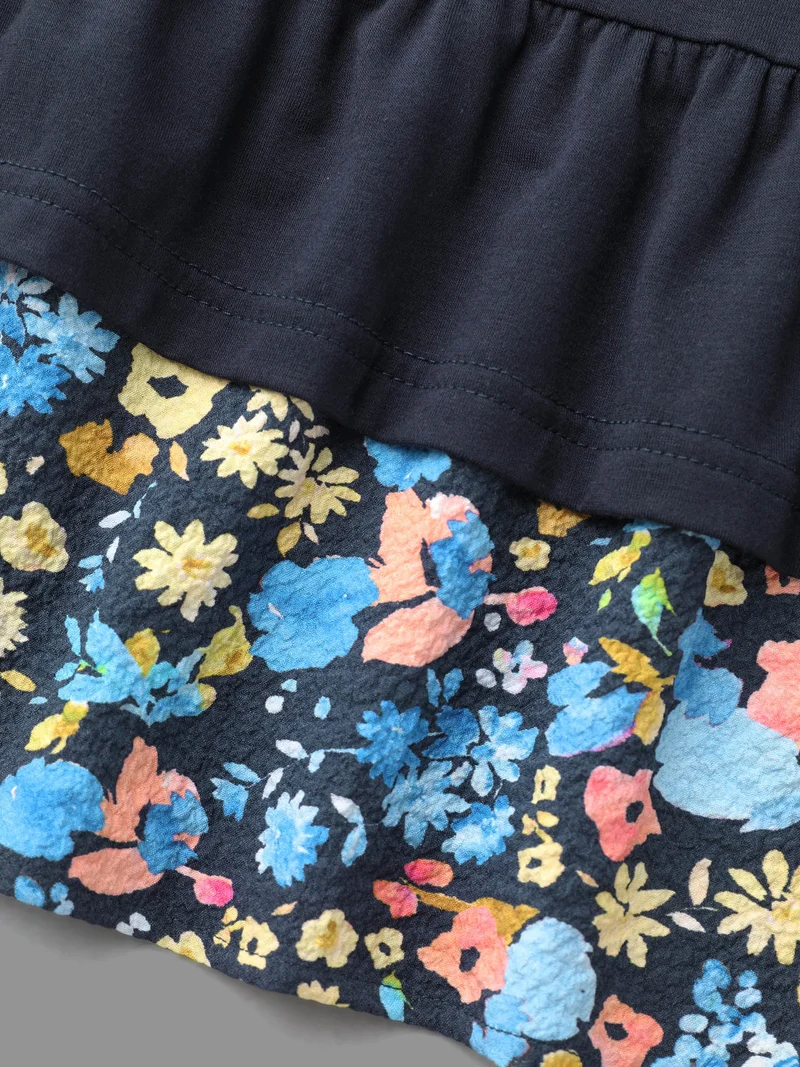 Floral Spliced Tiered Hem T-Shirt