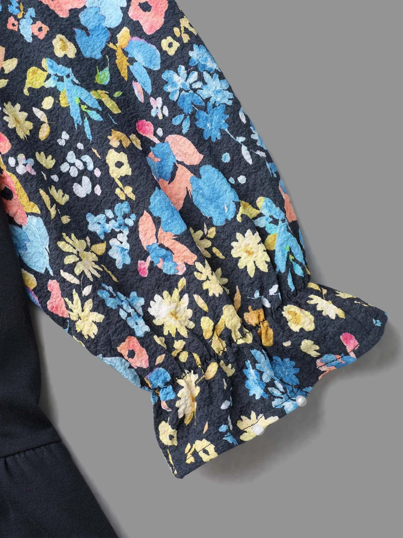 Floral Spliced Tiered Hem T-Shirt