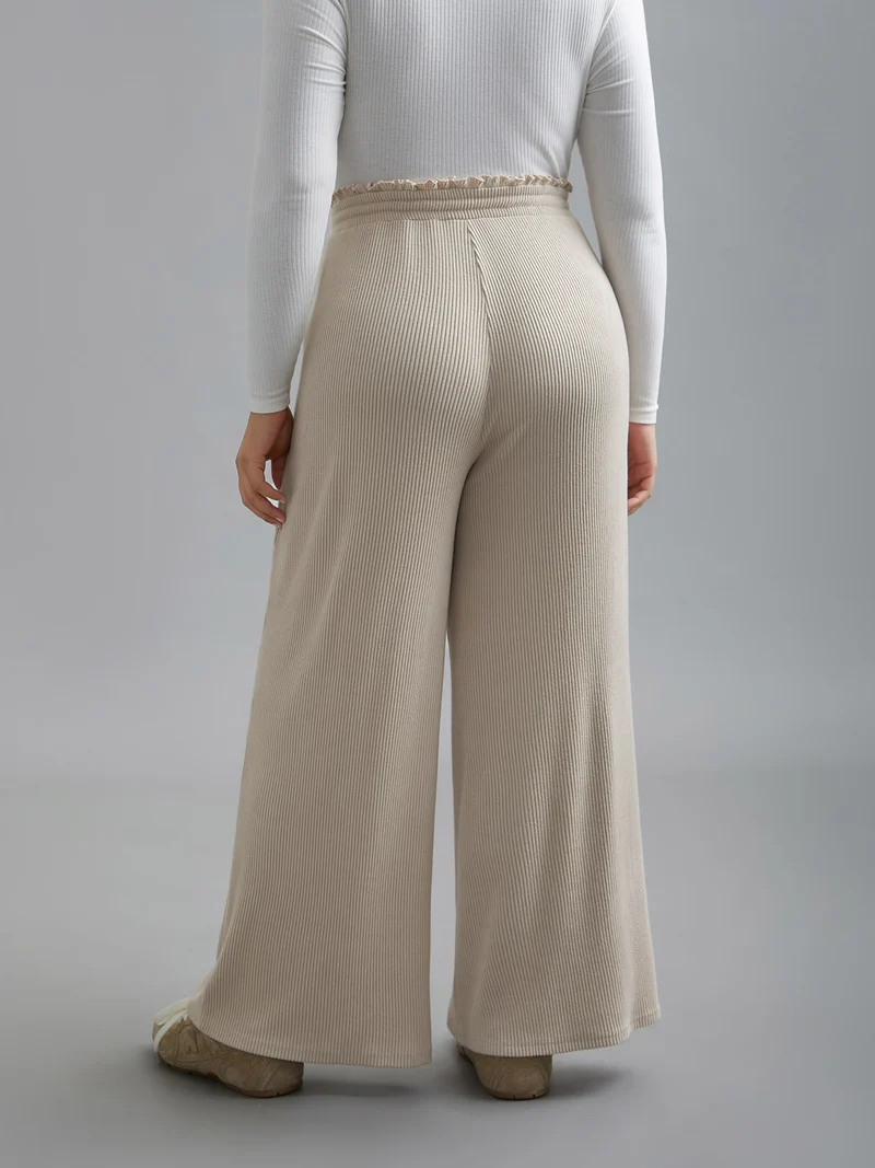 Solid Drawstring Fit Stretch Pants