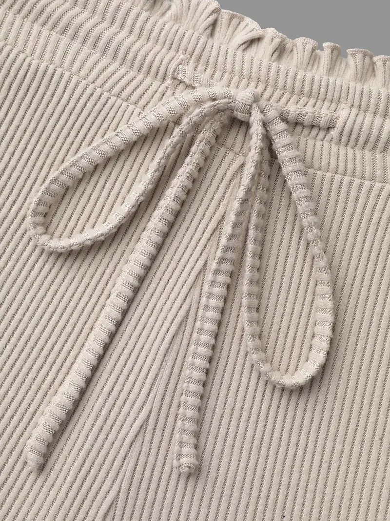 Solid Drawstring Fit Stretch Pants