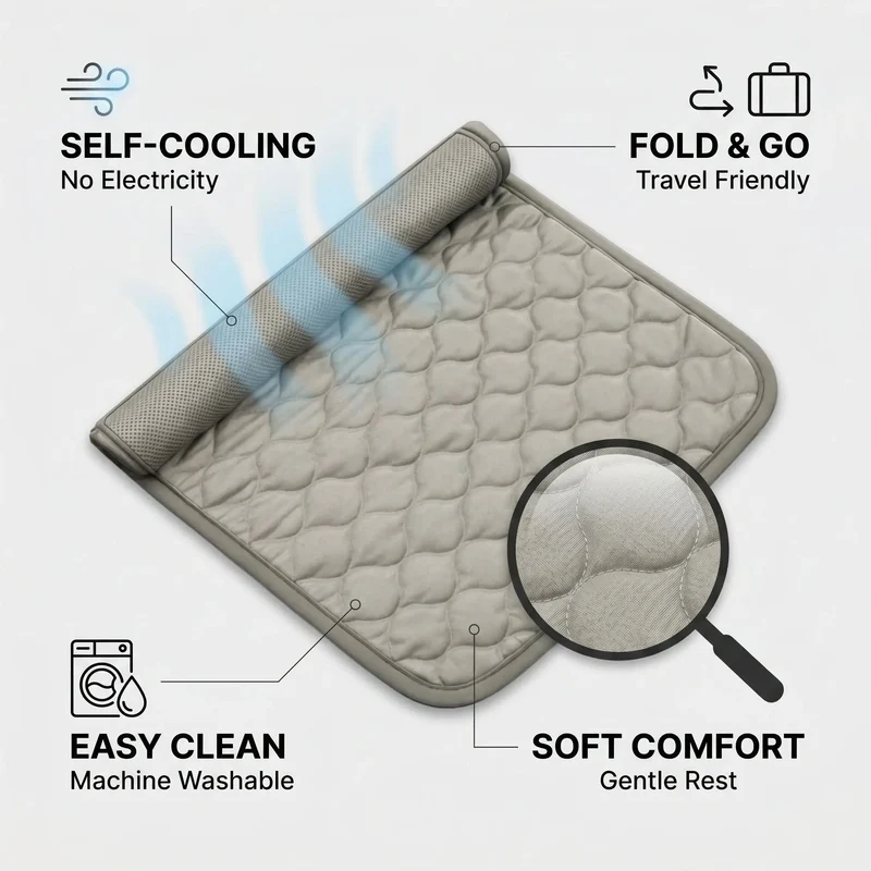 Self-Cooling Dog Mat | Non-Toxic Gel-Free Design for Portable Heat Relief