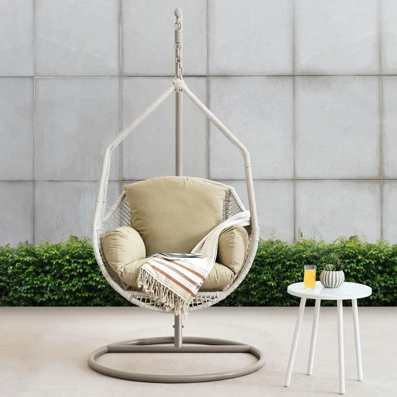 Outdoor Hanging Egg Chair with Stand | Freestanding Garden Swing Chair