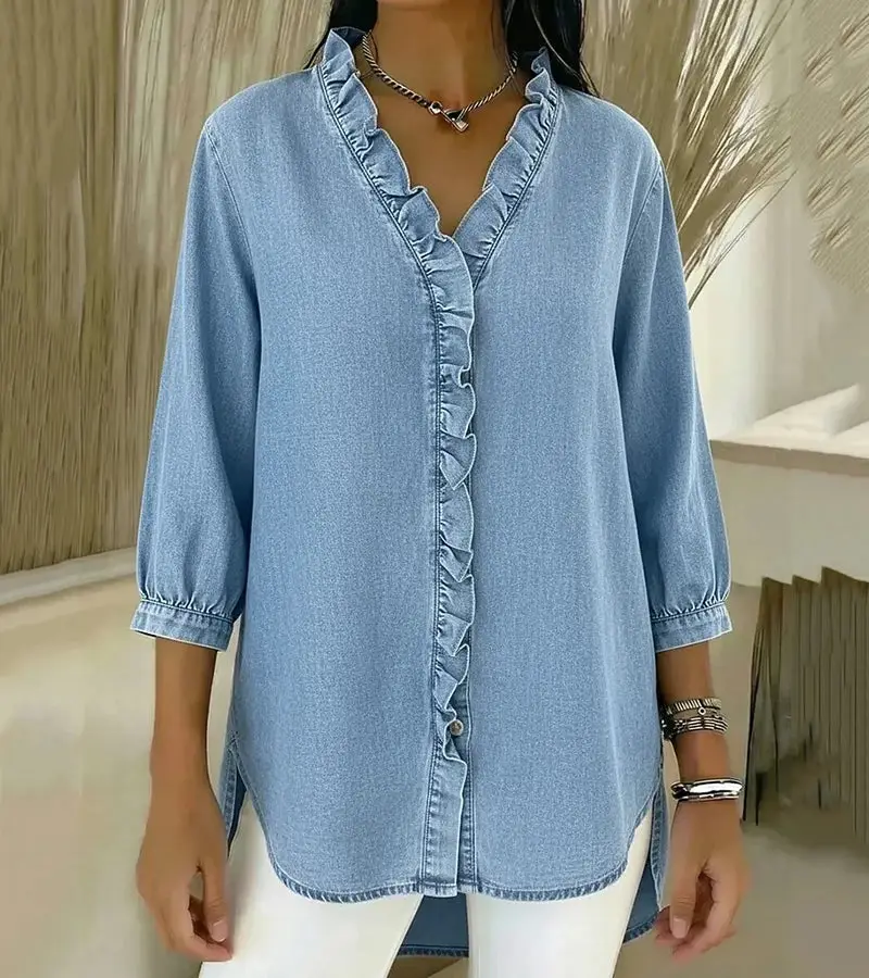 Women's Lightweight Ruffled Blouse | Airy Casual Summer Top for Women
